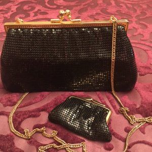 Whiting & Davis Vintage Black Mesh Clutch Evening Shoulder Bag
